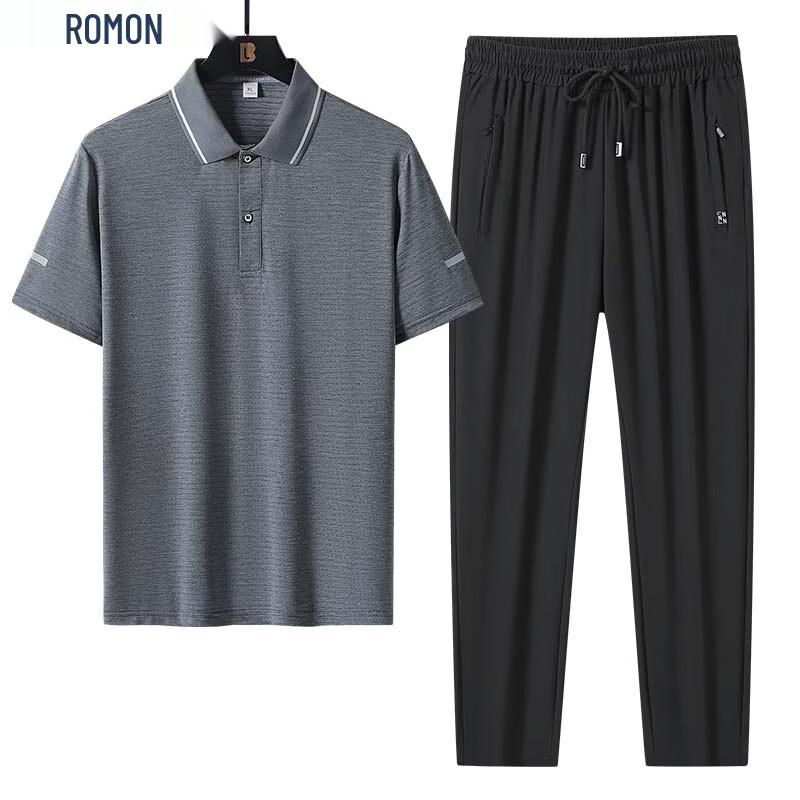 Romon Men s Ice Silk Polo Tracksuit 7XL