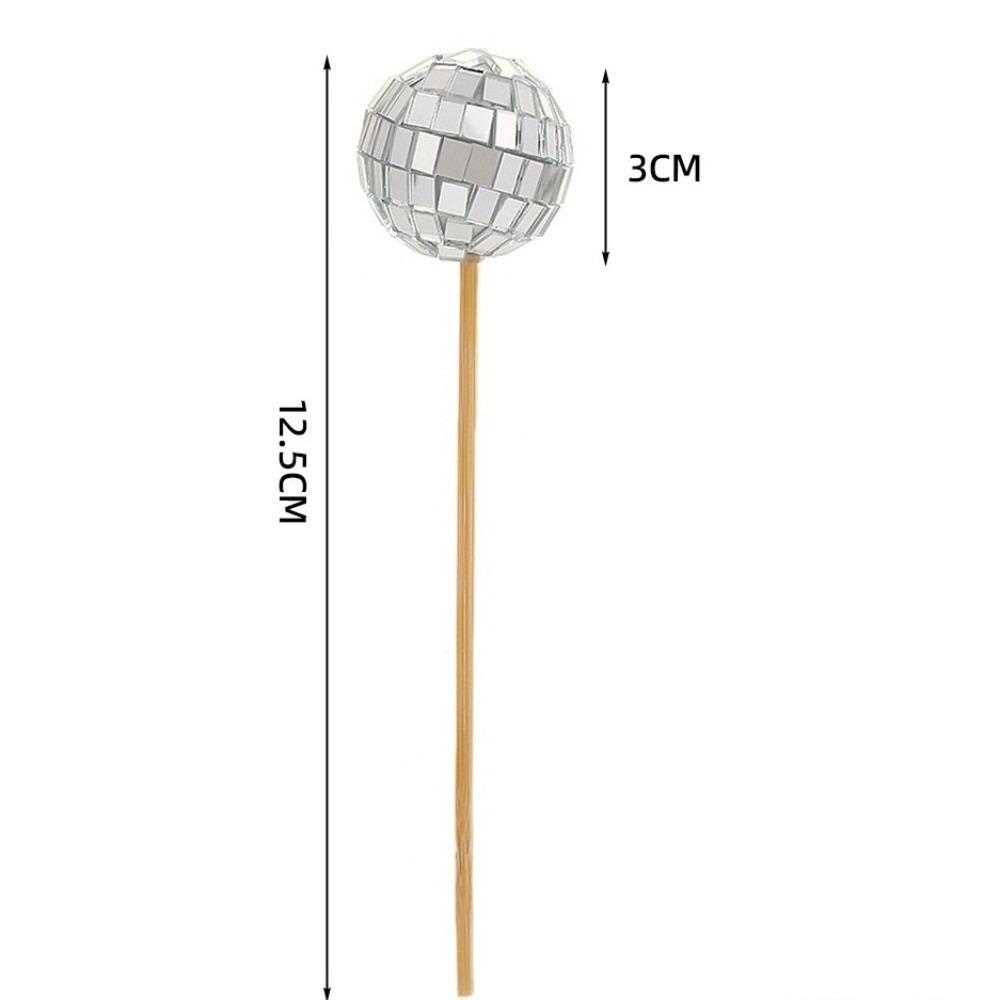 New Retro Disco Ball Cake Toppers 70s 80s Style 3cm Disco Mirror Ball Baking With Wooden Stick Cake Decoration Carnival Party
