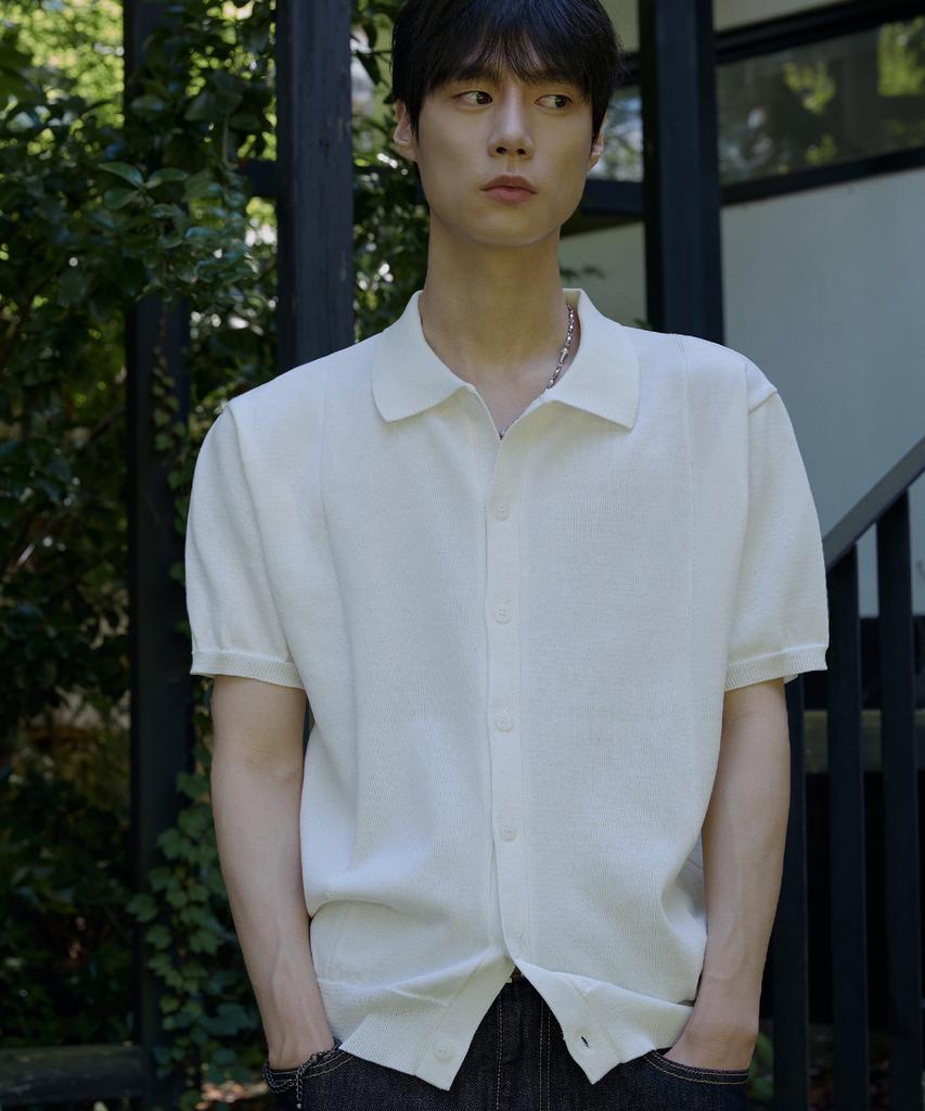 NODU Cool Summer Washable Collared Crop Half Cardigan [Ivory]