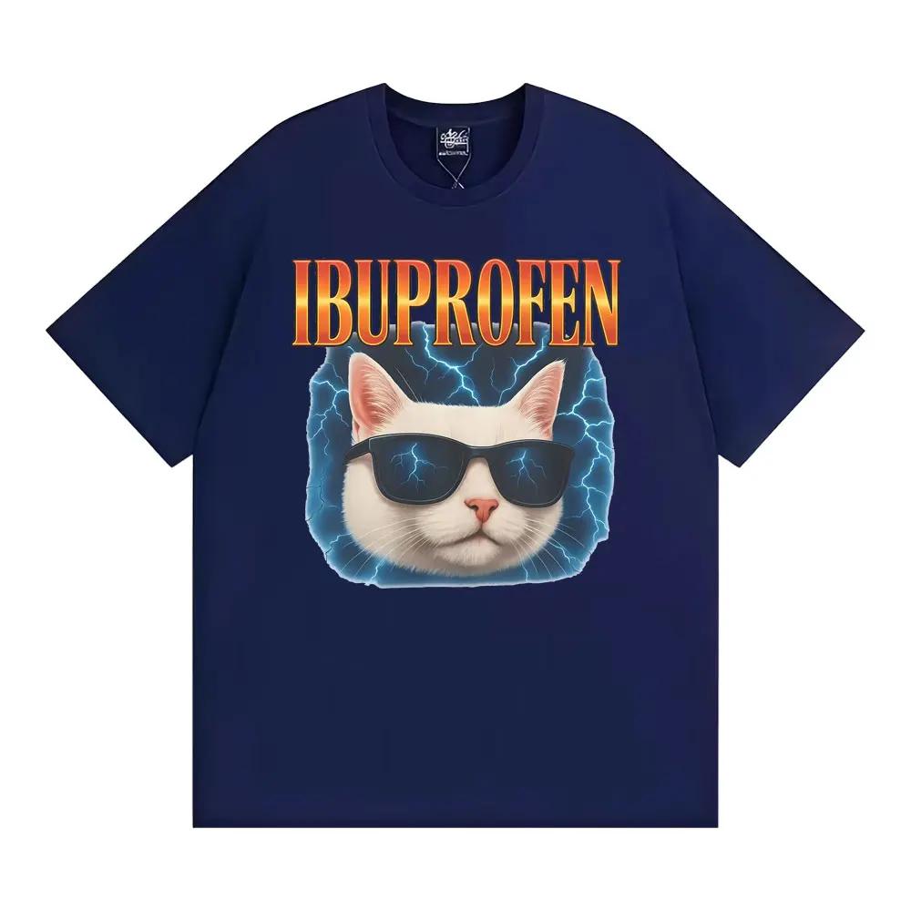

IBUPROFEN Funny Lightning Dank Cat Meme Tshirts Unisexs Clothes Fashion High Street T Shirt Summer Tops Loose Cotton Tshirt 3XL