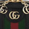 Gucci Ophidia Black Leather Dome Crossbody Bag With Web Stripe