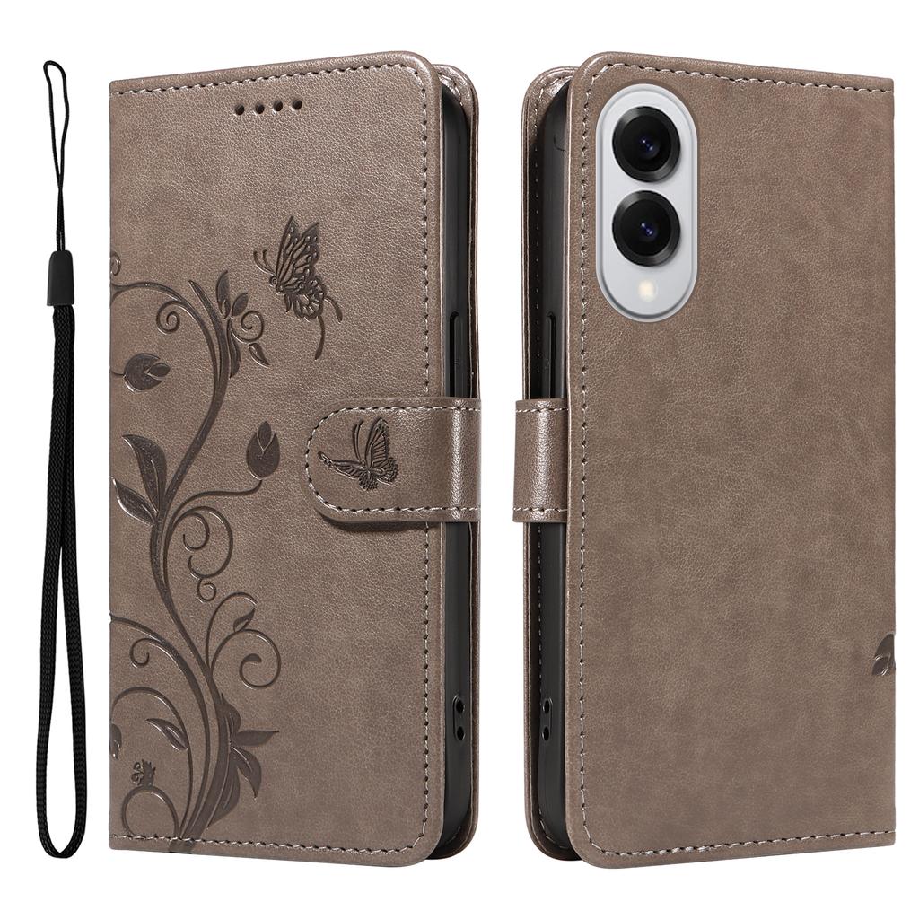 For Samsung Galaxy S25 Edge PU Leather Cases Flower Pattern Wallet Stand Phone Cover with Strap
