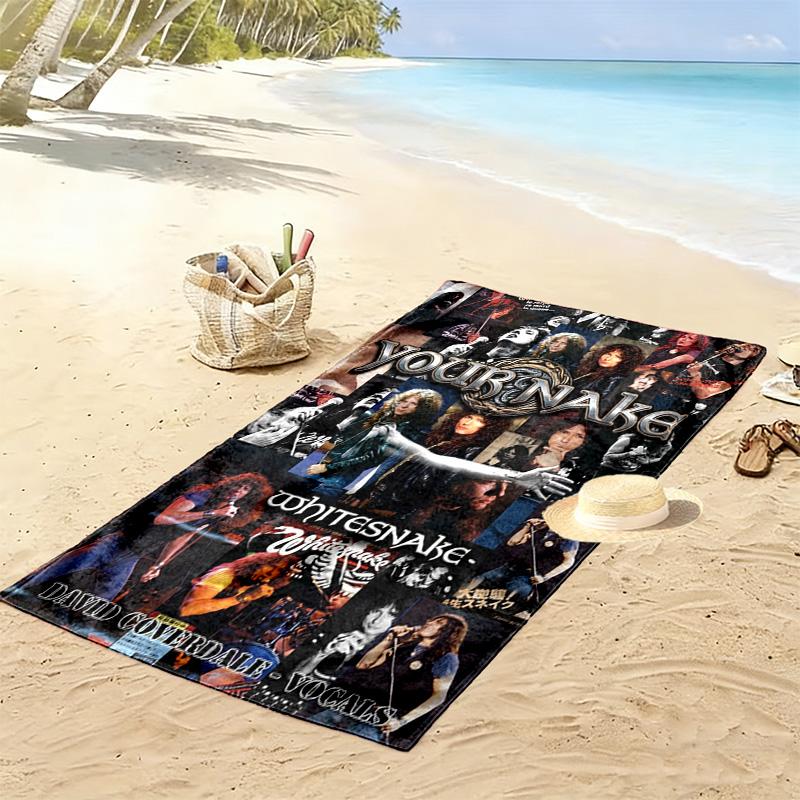 Name Custom WHITESNAKE Print Beach Towel, Large Soft Quick Dry Towel for Beach Camping Swimming