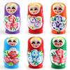Popular Wooden Handicraft Russian Nesting Dolls: Set of 5 Cartoon-Style Handmade Dolls