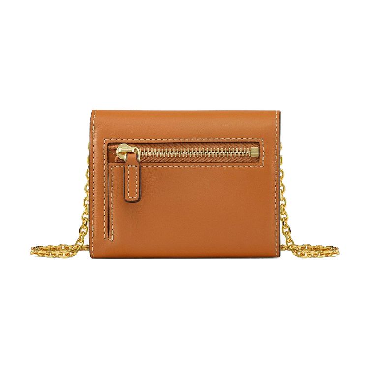 MCM Mode Travia Metal Chain WOC Crossbody Wallet Mini Women wallet Brown Cognac MYLCSLM01CO001