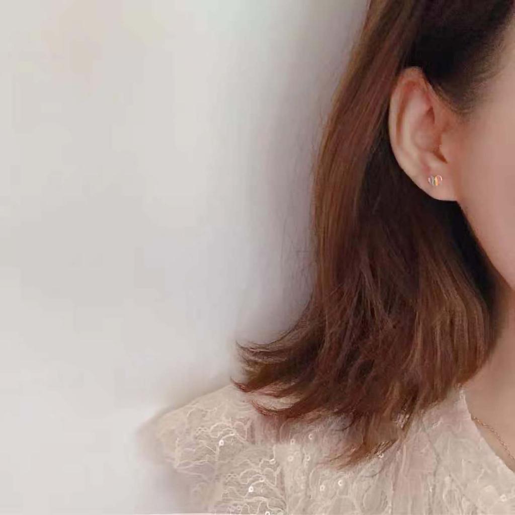 Colorful Heart Shaped Stud Earrings Women Girls Alloy Simple Fashionable Earrings for Dating Party