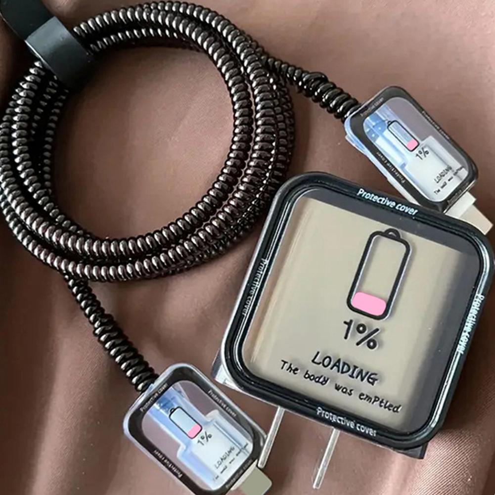 Creative Line Cute Case for iPhone 15 14 13 Pro Max 18/20W Charger Charging Protector Data Wire Winder Simple Line Art Cover