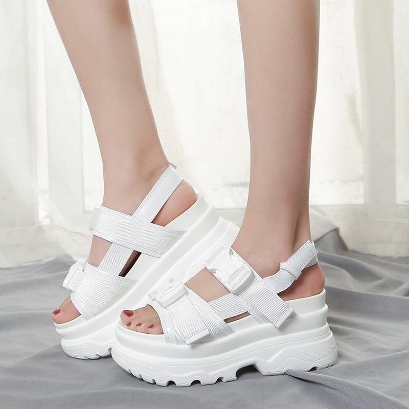 Sandali Casual Estivi Muffin Bottom Open Toe Tacco Inclinato Scarpe da Donna Taglia Grande Scarpe Romane