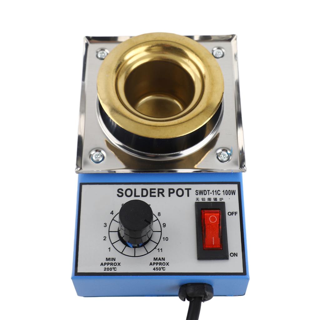 300W 100mm 1200g Soldering Pot Stainless Steel Solder Pot Compact Temperature Solder Bath for Welding and Soldering