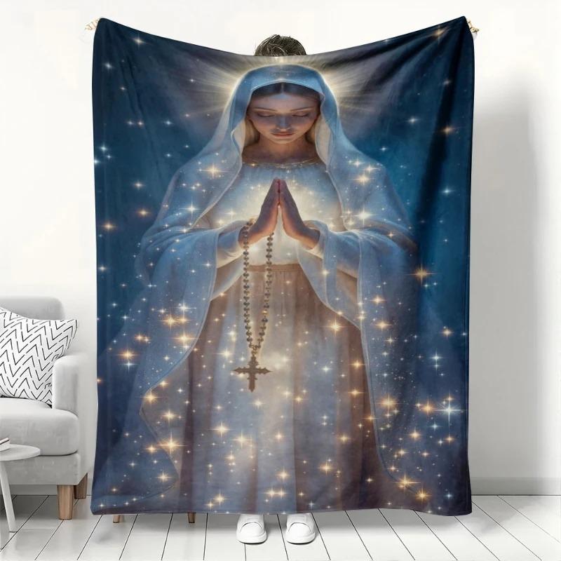 Святая Мария Пресвятая Дева Мария Плед для Дивана Кровати Религиозный Принт Мягкий Теплый Плед для Христианского Домашнего Декора Молитва 70x100cm