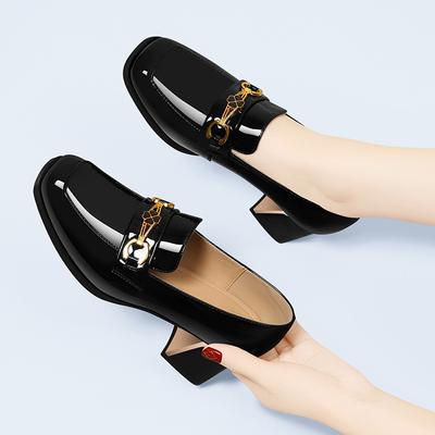 Small Leather Shoes Women's Shoes New Year Soft Sole British Style Flat Bottom Women's Summer Spring and Autumn Thick