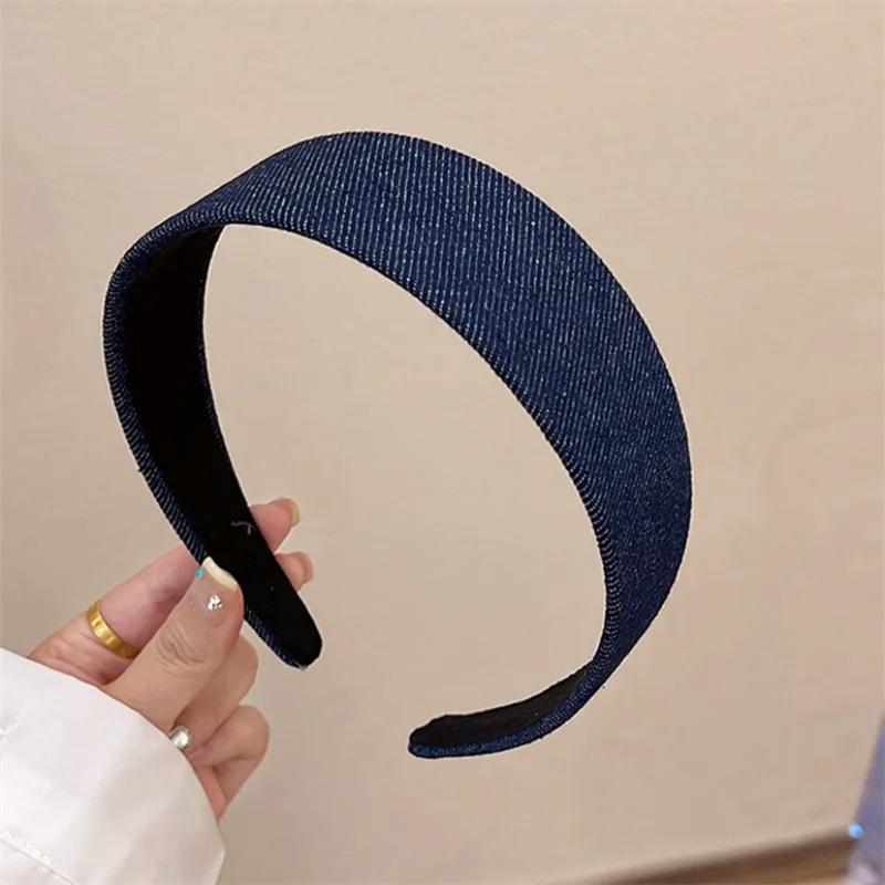 4CM Wide Brimmed Denim Cloth Headbands for Women Daily Shopping Press Hair Hoop Accessories Classic Lady Girls Hairbands