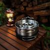 CLS Outdoor 4-teiliges Camping-Kochgeschirrset aus Edelstahl mit Antihaft-Bratpfanne und Suppentopf.