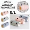 Cute Plush Guinea Pig Tunnel Plush Lining Striped Print Warm Bird House Thickened Warm Nest Hamster Cage House Winter Sleeping