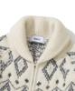 Knitted Bulky Wool Diamond Zip-Up Ivory