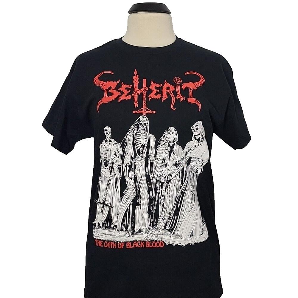 BEHERIT The Oath Of The Black Blood L LARGE T-Shirt Black Mens Band Logo Unisex T-Shirt XL