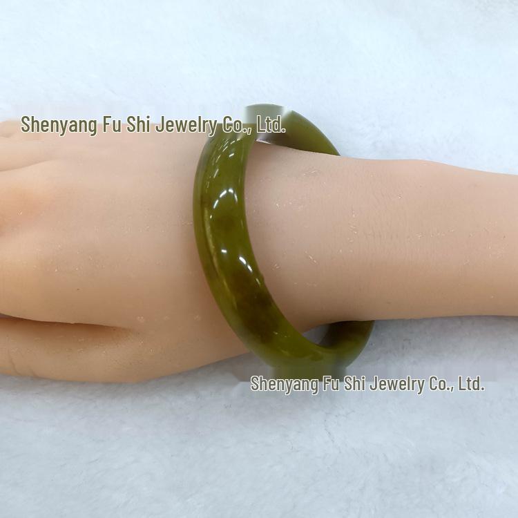 Avocado & Red Jade Xiuyu Bracelet - Gemstone Gift with Whitening Jade Stone 60~61mm