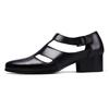 Fashion Mens Genuine Leather High Heel Dress Sandals Daily Business Office Work Sandals Trendy Hollow Pointed Toe Buckle Sandals204