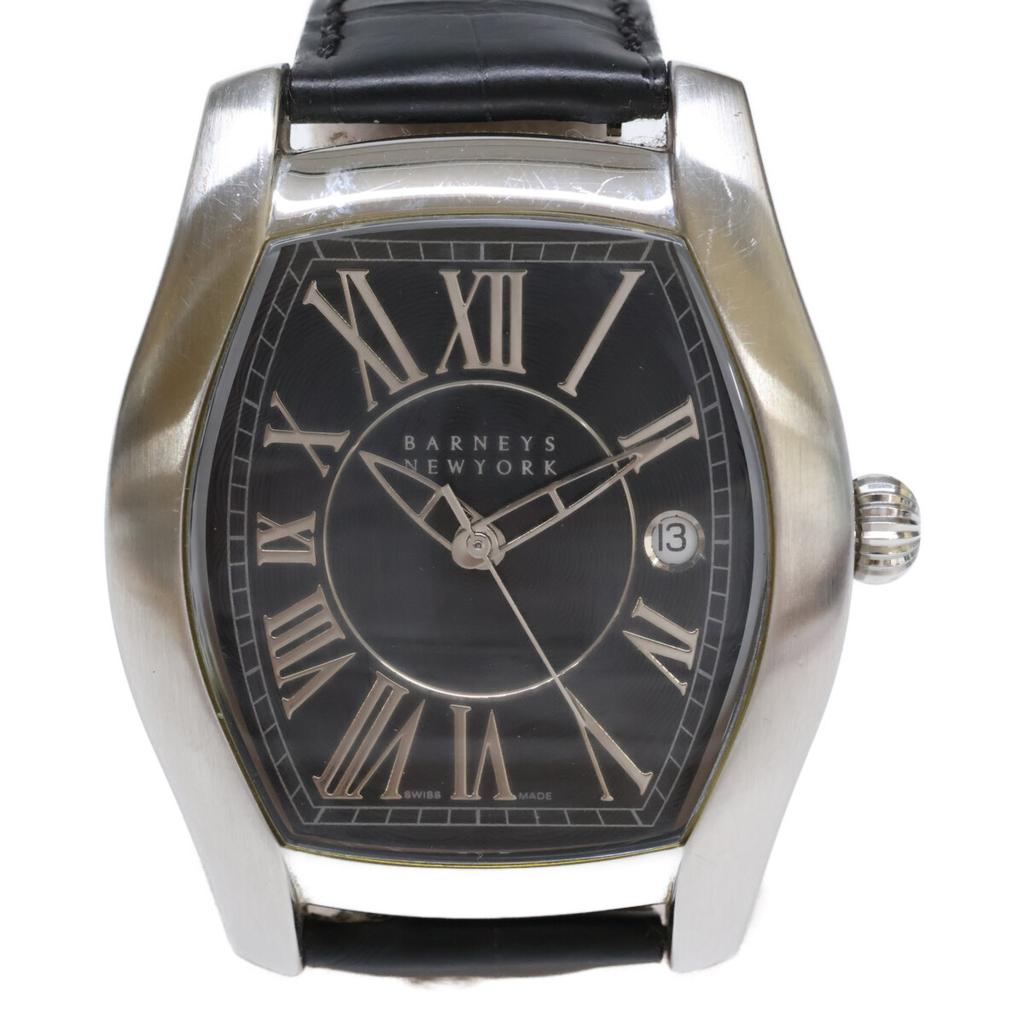 BARNEYS NEWYORK ETA2824-2 Date See-through Back Mechanical Automatic Watches Silver / BlackUsed