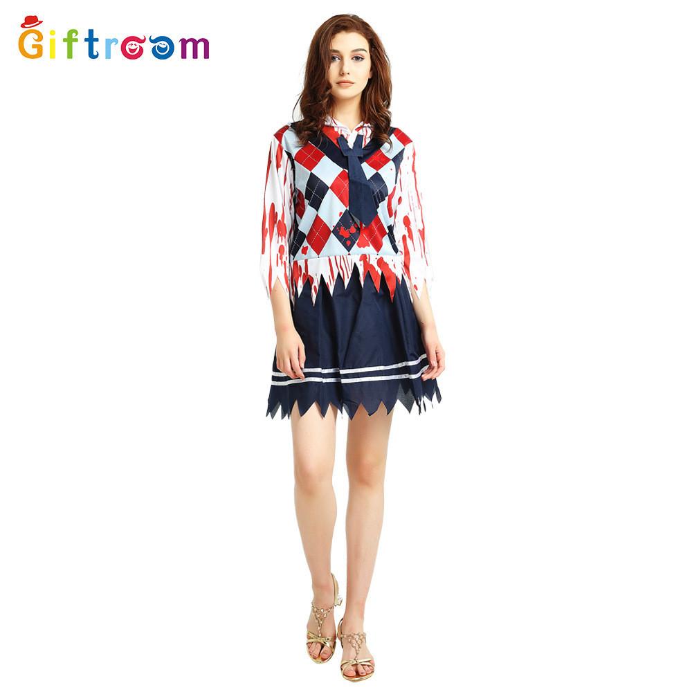 Womens Witch Trendy Vampire Roleplay Costume Featuring Gruesome Blood Patterns