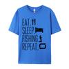 Eat Sleep Fish Repeat Tshirt Pure Cotton Unisexs Tops T Shirt Customized TeeShirts Graphic Casual Tshirts