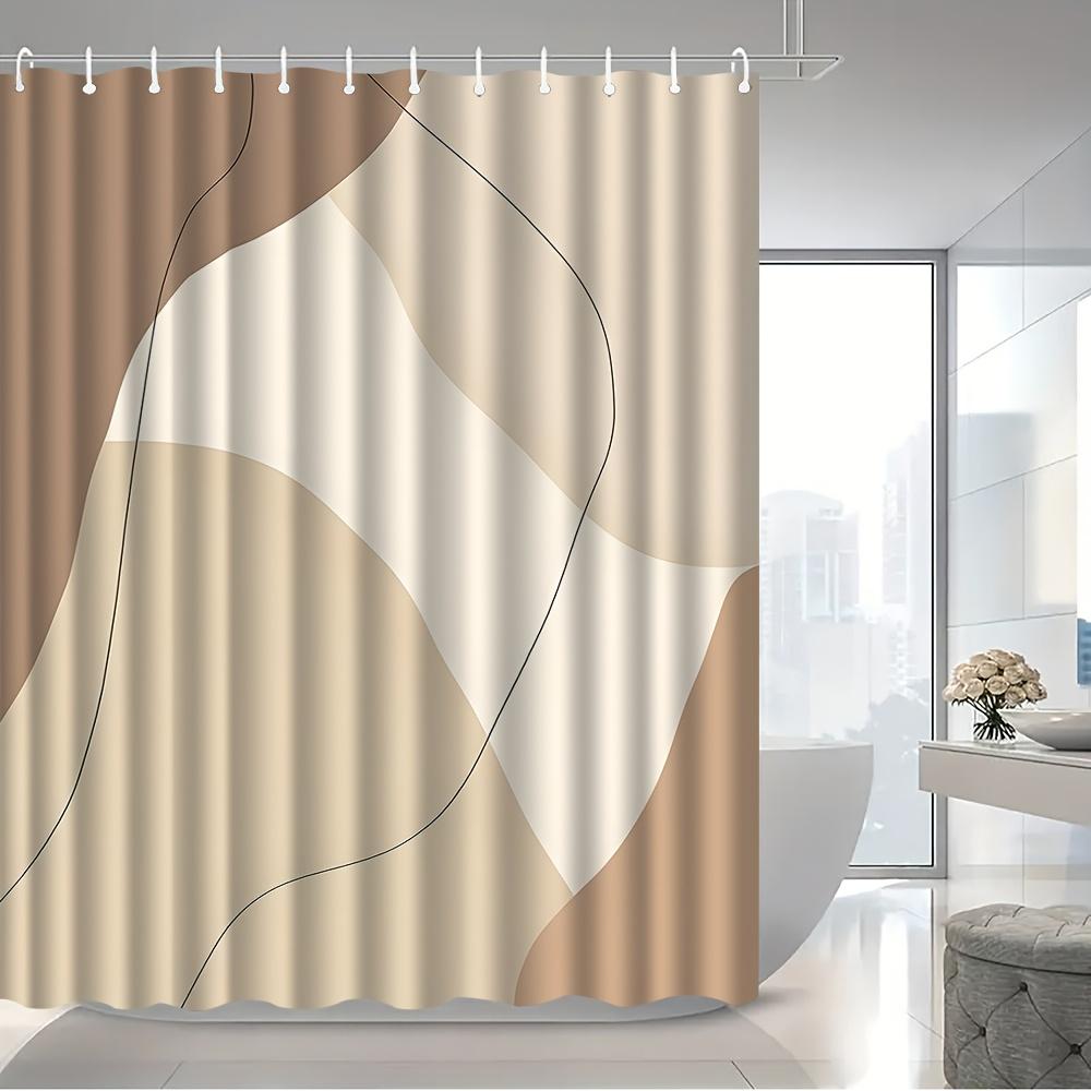 Luxe Moderne Abstracte Waterdichte Douchegordijn Neutraal Beige Badkamer Decoratie Gordijn voor Grote Douche 180x200cm Wandtapijt Ontwerp
