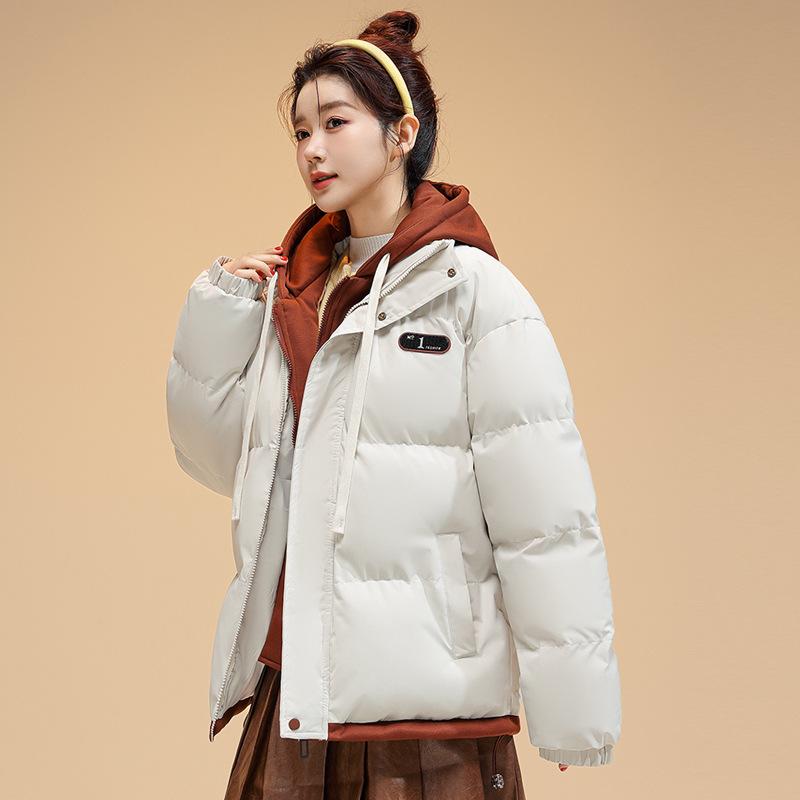 High Street Oversize Cotton-padded Clothes Women's Winter New Student Fake Two-piece Thickened Cotton-padded Clothes Casual Retro Cotton-padded Jacket