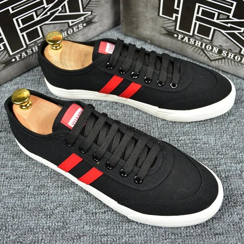 Buty wiosenne dla mężczyzn Płócienne buty codzienne Pasiasty Oddychające Płaskie buty do skateboardingu Uliczne młodzieżowe Sznurowane trampki