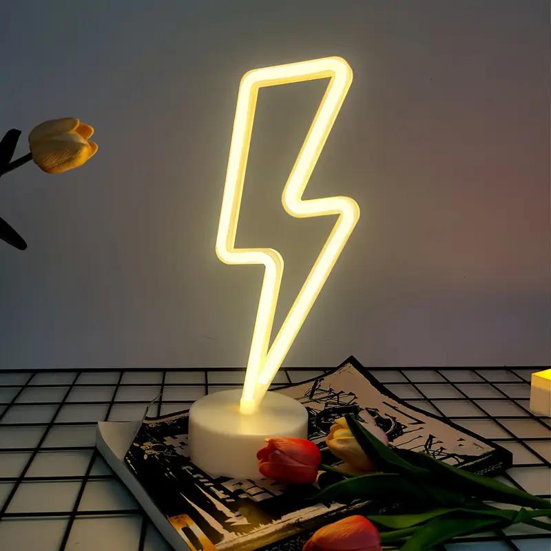 Lightning Bolt LED Neon Sign - USB/Battery Dual Power Neon Light with Switch Control - Decorative Tabletop Lamp for Bedroom