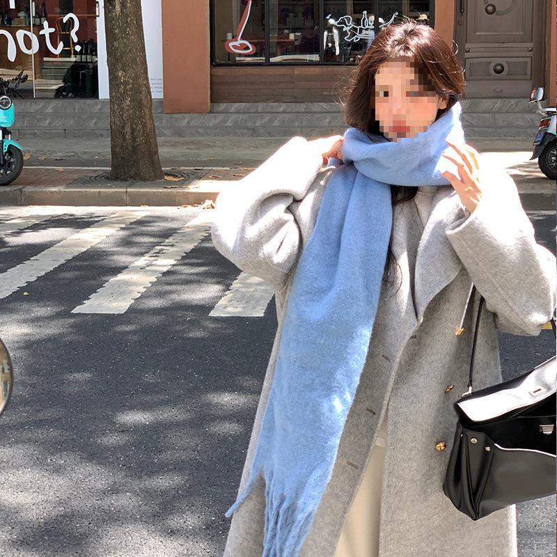 Su Jiu'er Women's 2024 Mid-Length Double-Sided Wool Coat - High-End Gray Autumn/Winter Outerwear
