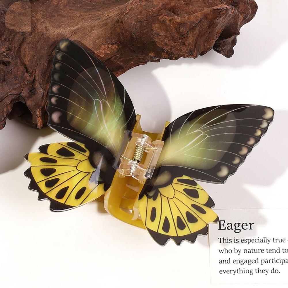 Barevně přechodová velká spona do vlasů, imitace motýla, barevná spona do culíku, elegantní drápek do vlasů