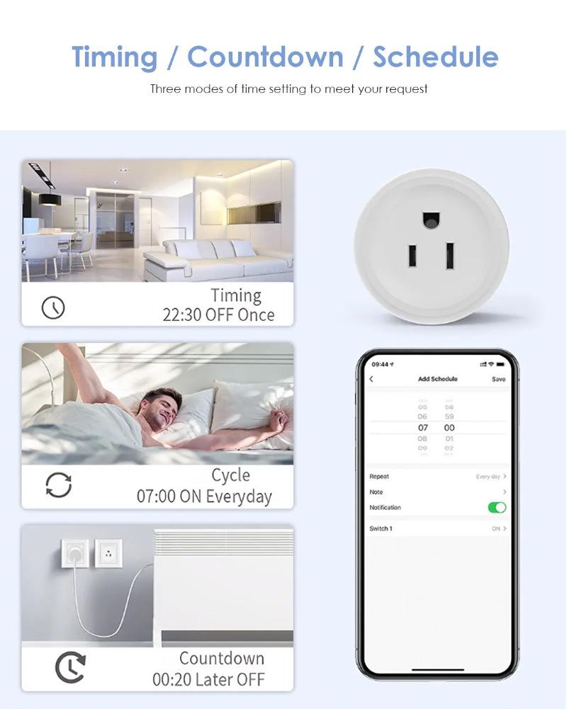 US WiFi Smart Socket Timer with Alexa & Google Home Voice Control