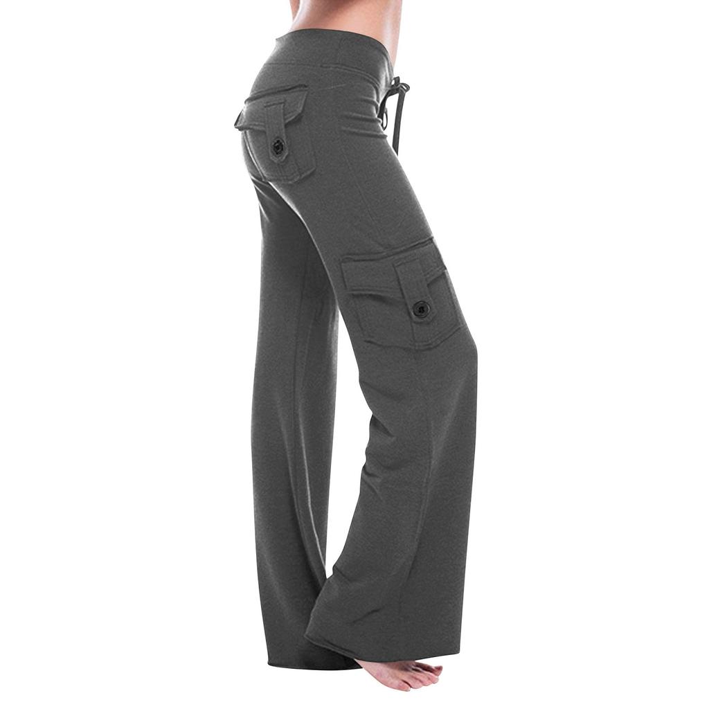 Mode Dames Kleur Zelfkweek Elastische Band Zakken Broek