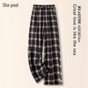 Women's Elastic Waist Plaid Wide-Leg Casual Pants