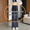 Women's Extra-Long White Lambswool Chenille Wide-Leg Knit Pants for Autumn/Winter (Tall Size 175)
