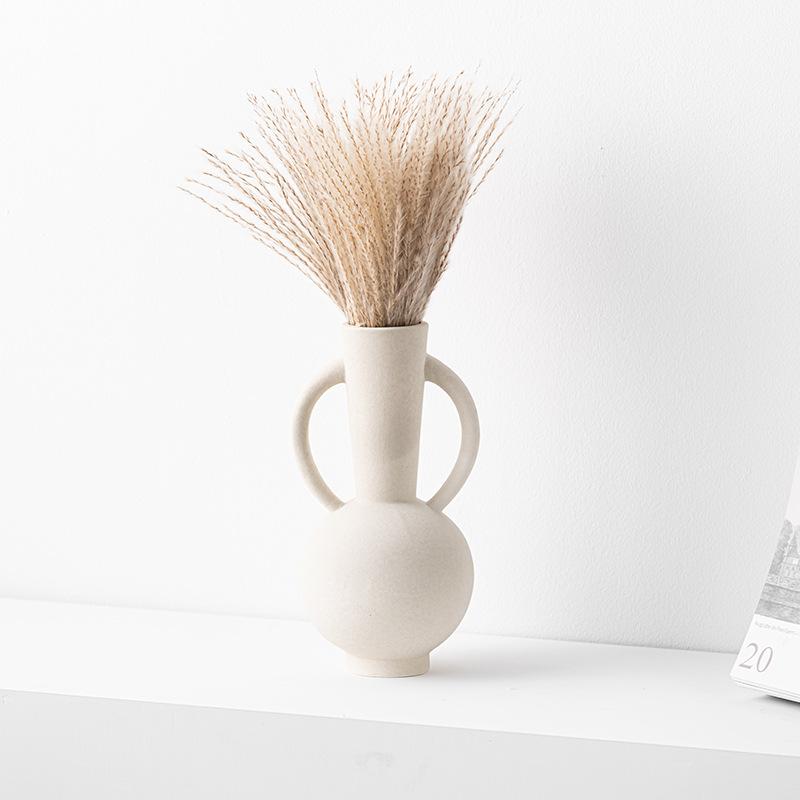 Creative Binaural Plain-Fired Ceramic Vase Light Luxury Home Soft Decoration Interior Decoration Ornament Gift Flower Arrangement Device