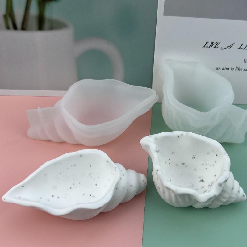 Conch Flowerpot Silicone Molds DIY Sea Snail Field Snail Candle Jar Mold Storage Box Concrete Gypsum Resin Mould for Home Decor Crafts