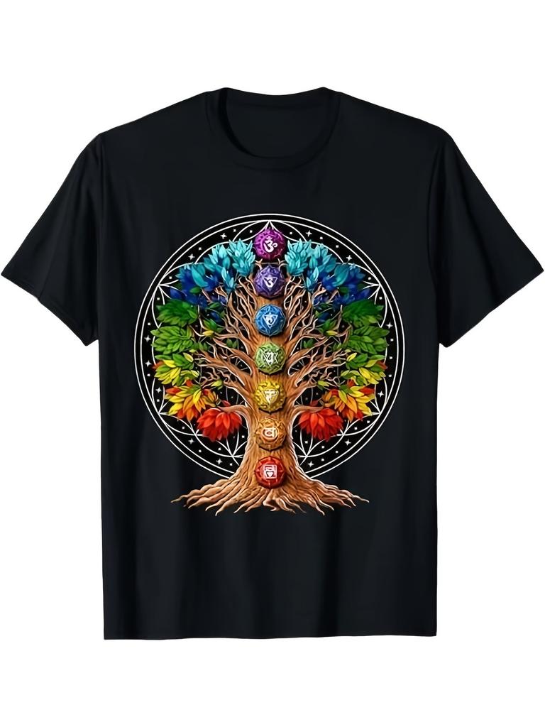 Albero della Vita Simboli Chakra Zen Yoga Meditazione Maglietta Spirituale S 3XLCom