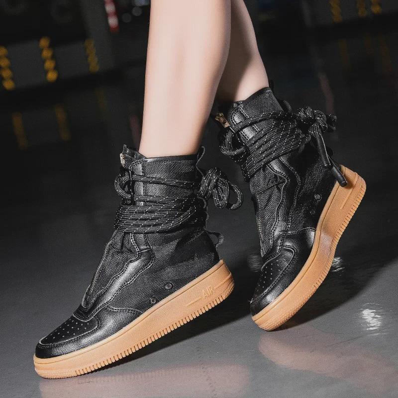 2025 Trendy High-Top Korean Style Couple Sneakers - Men's Large Size Fashion Sports Shoes for Spring & Autumn