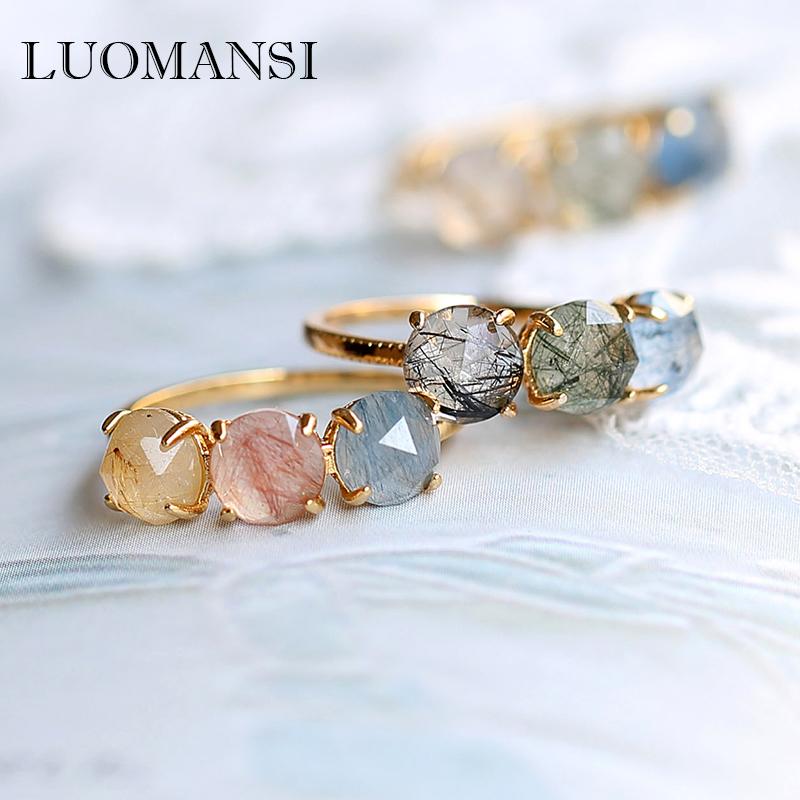 

Luomansi 6 * 6 MM Натуральный Pi Сапфир Кристалл Драгоценный камень Кольцо S925 Sier 14K Золотые украшения Свежие романтические женские вечеринки