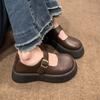 thick-soled black small leather shoes women's new summer and autumn versatile one-pedal women's shoes single shoes