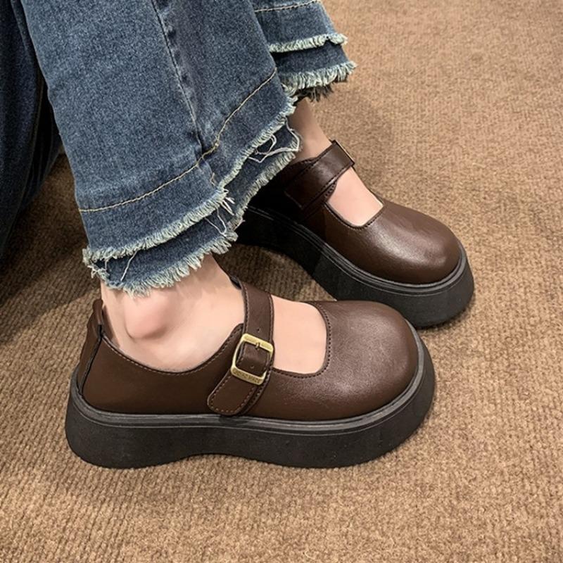 thick-soled black small leather shoes women's new summer and autumn versatile one-pedal women's shoes single shoes