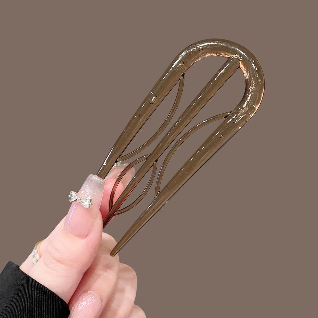 Luxuriöse U-förmige Haarnadel aus Acetat: Moderner chinesischer Stil Hochsteckkamm für Frauen