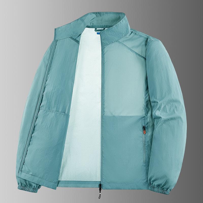 Men's Summer Thin Simple Color Outdoor Loose Large Size Hooded Sunscreen Jacket Jacket