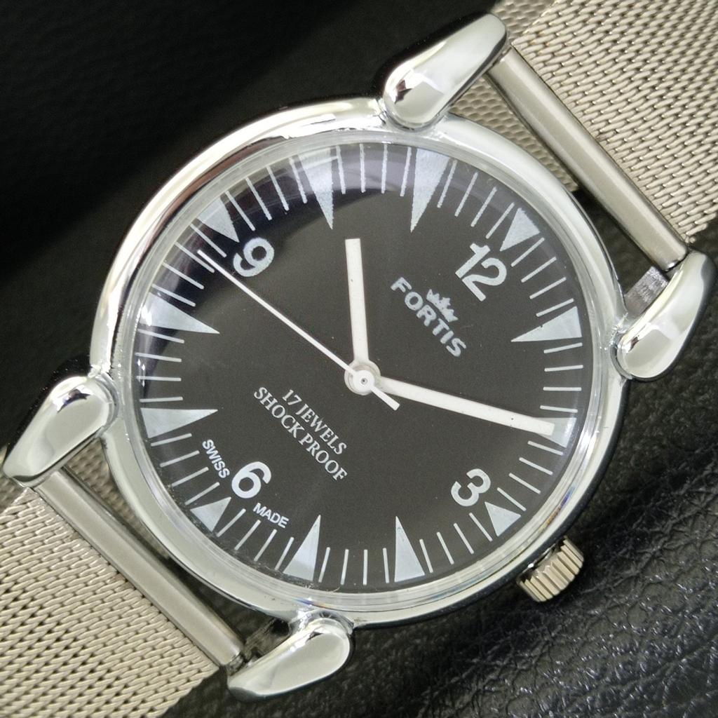 

SWISS VINTAGE HAND-WINDING MENS REFURBISHED BLACK COLOR DIAL WATCH a700863-5 R205a-a700863