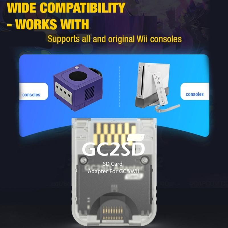 Transparent TF Card Reader for GC2SD Gen2 TF Card Adapter Game Memory Card Adapter Enhances Gaming Experience