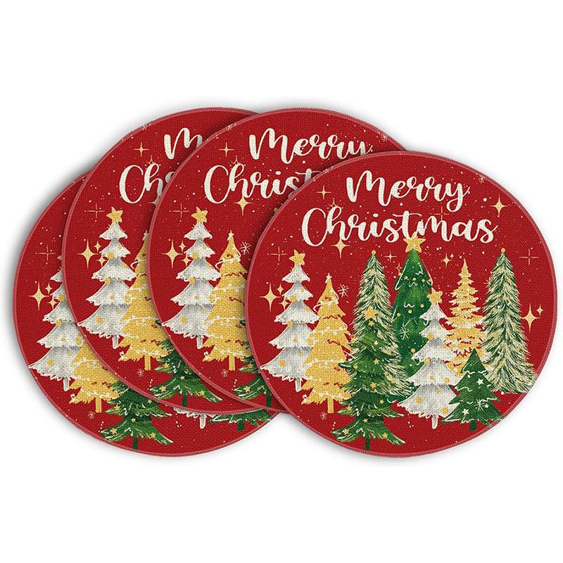 Festive Style Christmas Round Placemats - 4-Piece Set for Holiday Table Decor
