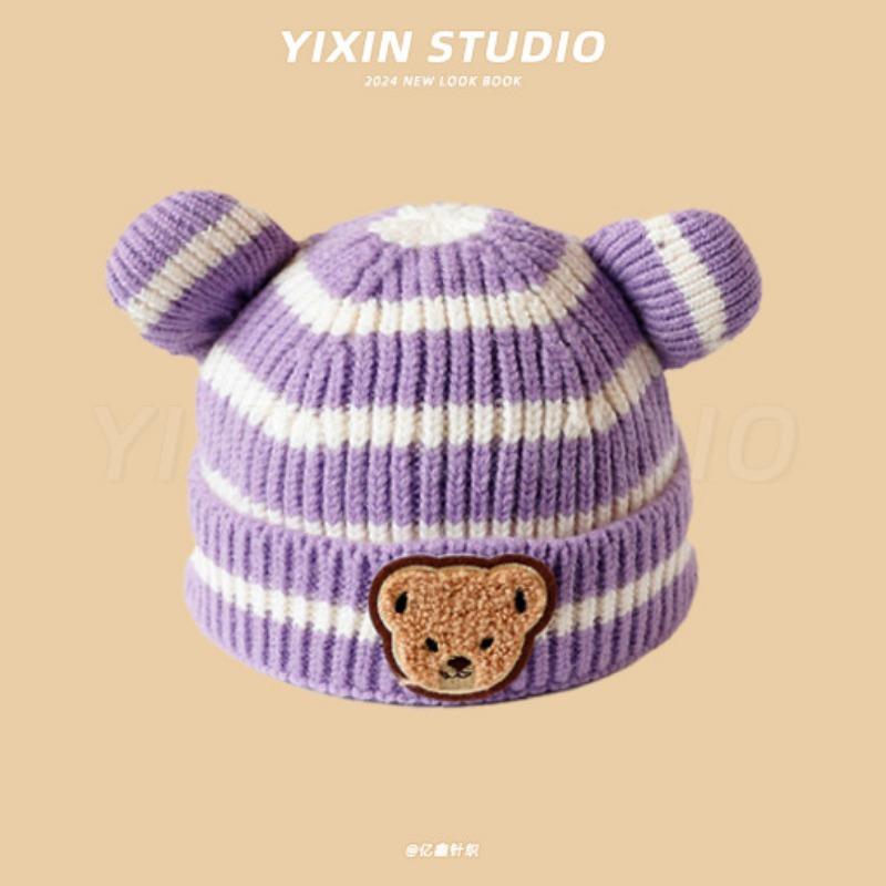Autumn and Winter Boys and Girls Children's Hats Baby Hats Cute Cartoon Bears Plush Hats Thermal Hats Ear Protectors Knitted Hats