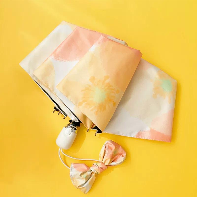Automatic Umbrella Girls' Rain and Rain Dual-Use Small Foldable Sun Umbrella Sun Protection UV Protection Reinforcement Wind Resistance