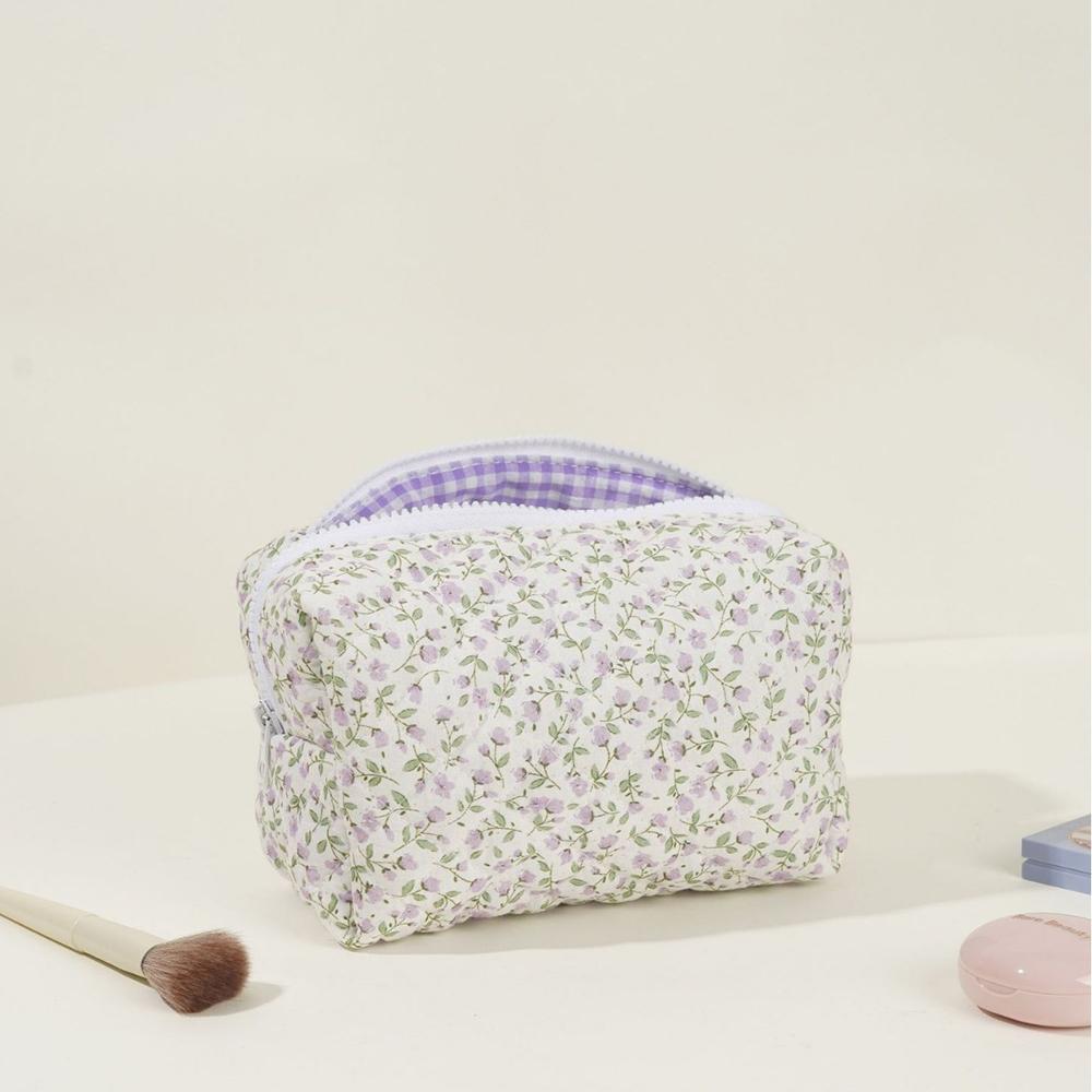 Women's Floral Quilted Cosmetic Bag Large Capacity Toiletries Storage Bag for Ladies Travel Outdoor Portable Makeup Bags
